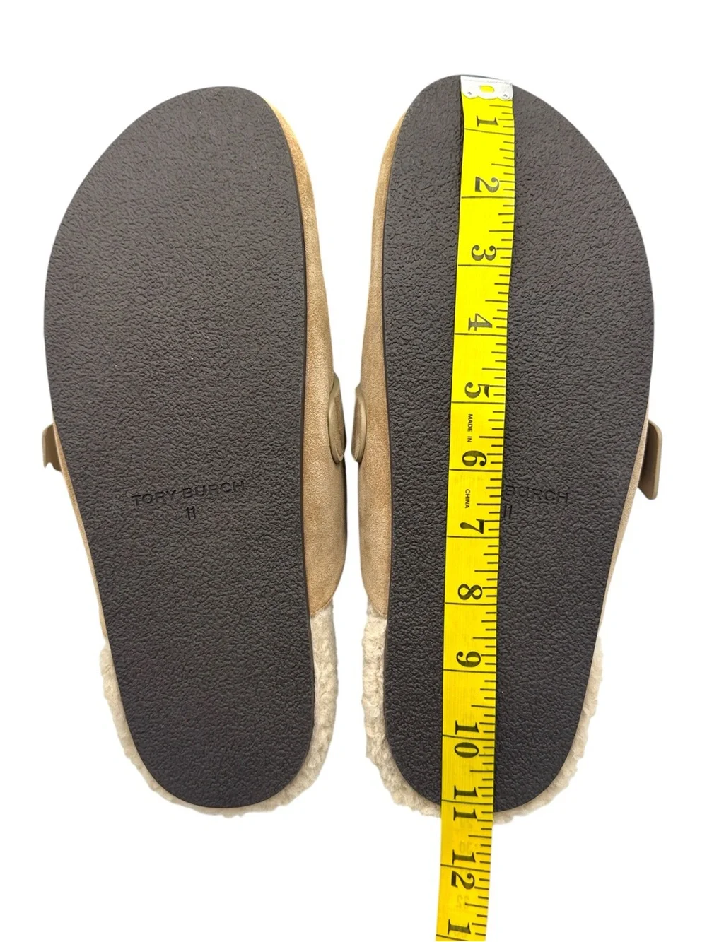Tory Burch Mellow Shearling Mule Suede Shoes Size 11